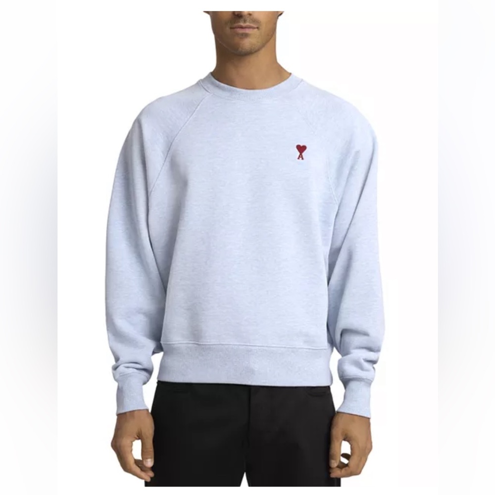 Ami Paris ADC Crewneck Logo Sweatshirt- Heather Cashmere Blue